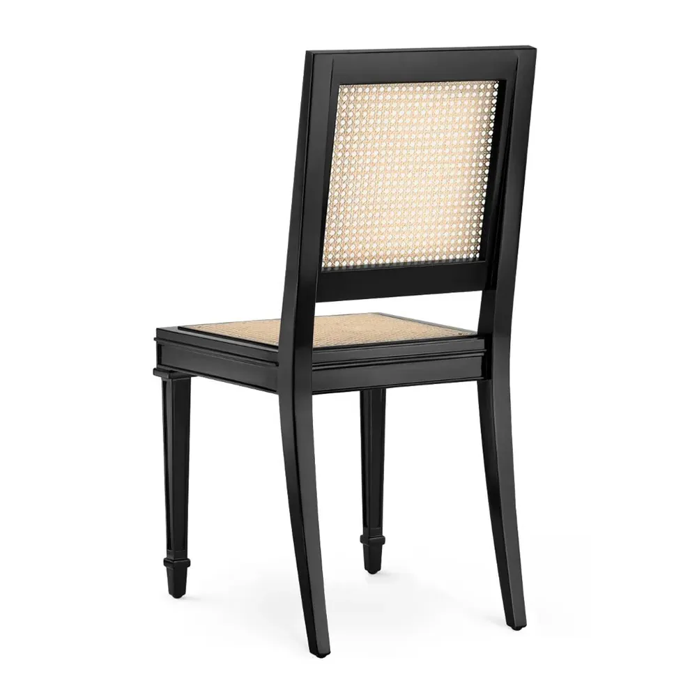Jansen Woven Cane Side Chair - Black, Mahogany