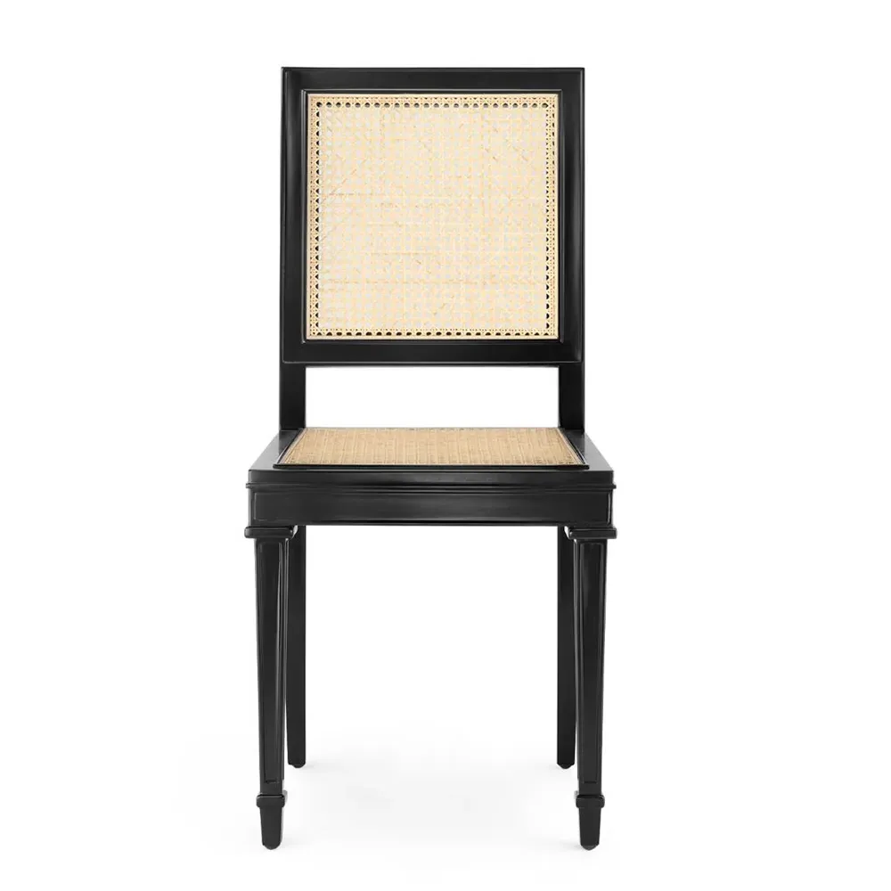 Jansen Woven Cane Side Chair - Black, Mahogany