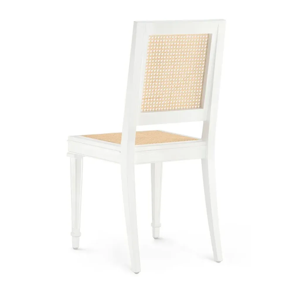 Jansen Woven Cane Side Chair - Eggshell White, Mahogany