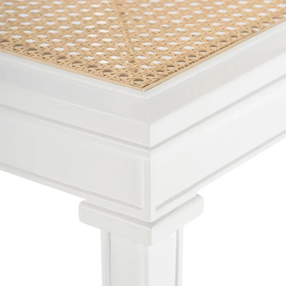 Jansen Woven Cane Side Chair - Eggshell White, Mahogany