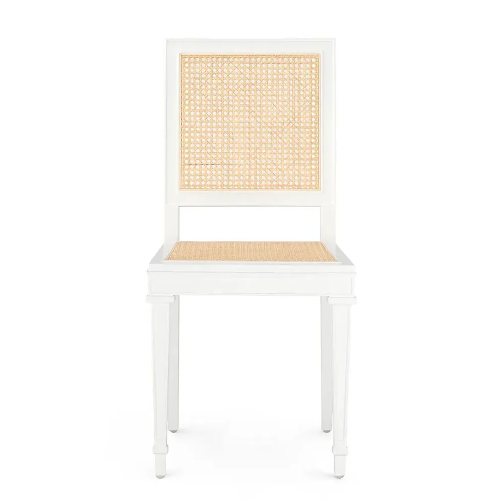 Jansen Woven Cane Side Chair - Eggshell White, Mahogany image