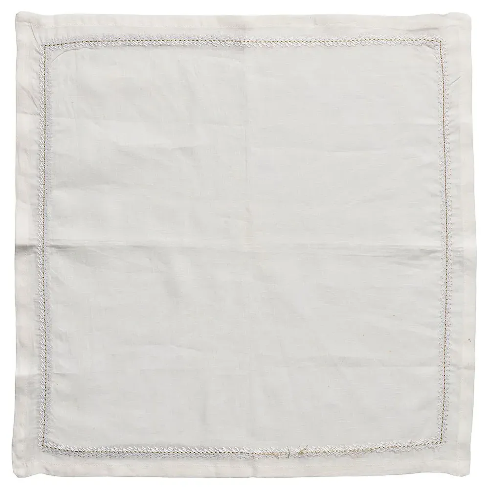 Jardin Embroidered Linen Napkin Set of 4 - White