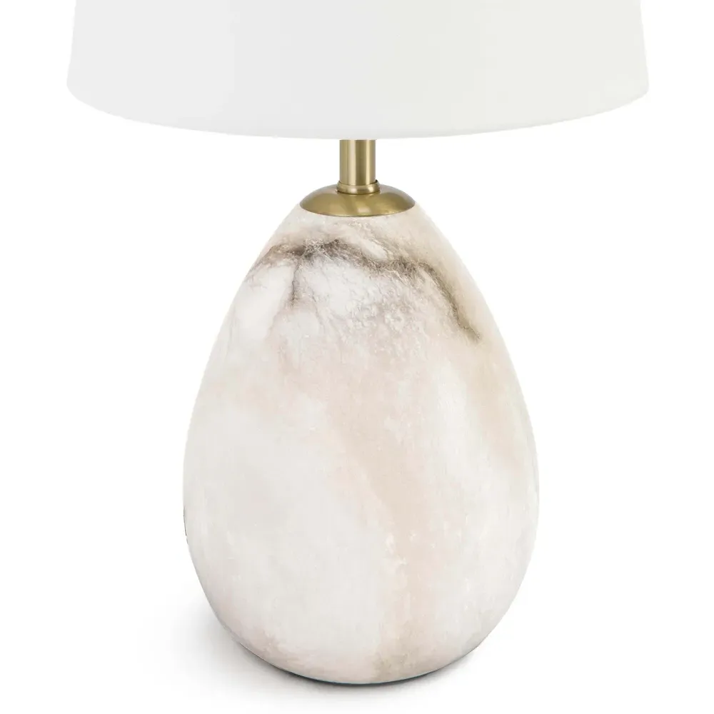 Jared Mini Table Lamp - White, Alabaster Stone