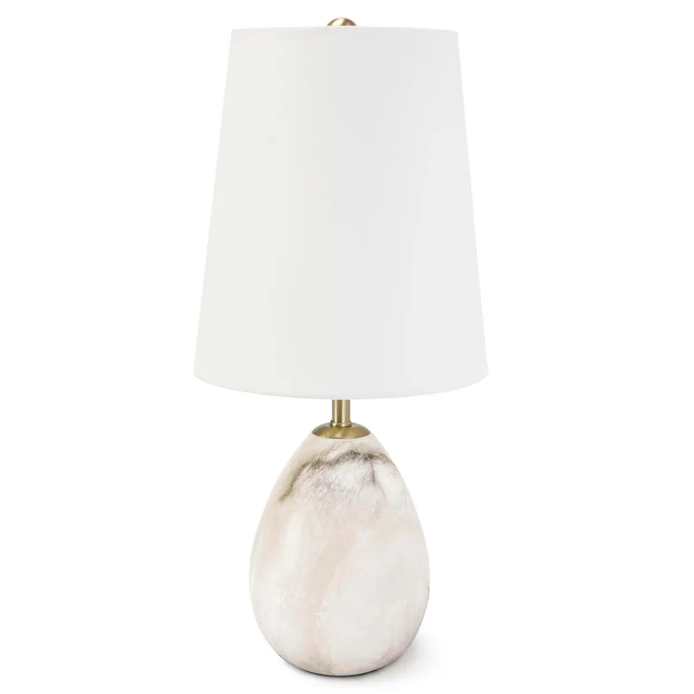 Jared Mini Table Lamp - White, Alabaster Stone