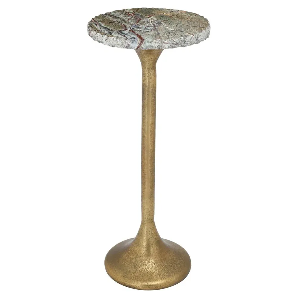 Jarelle Round Drink Table - Yellow-Gold, Marble