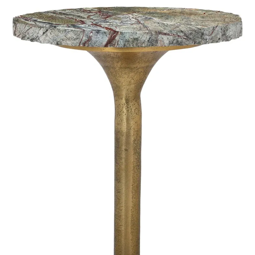 Jarelle Round Drink Table - Yellow-Gold, Marble