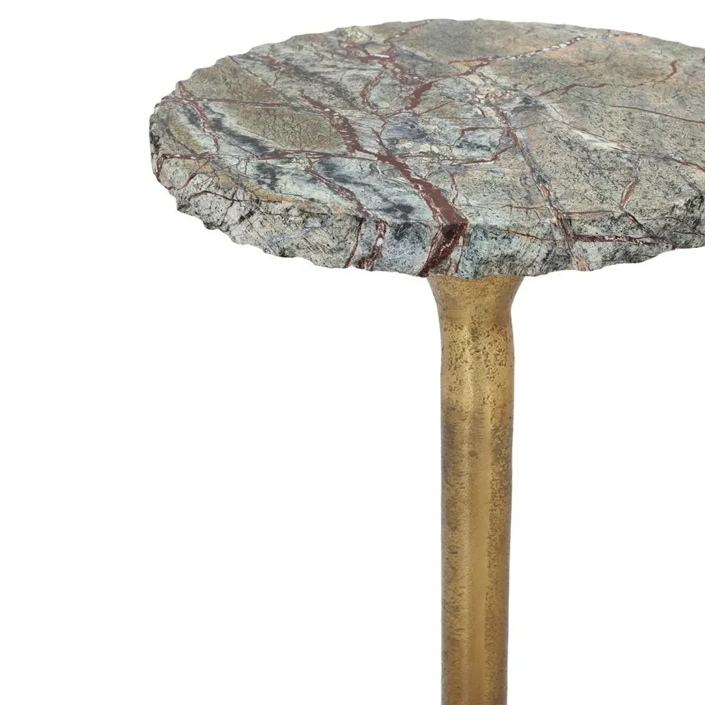 Jarelle Round Drink Table - Yellow-Gold, Marble