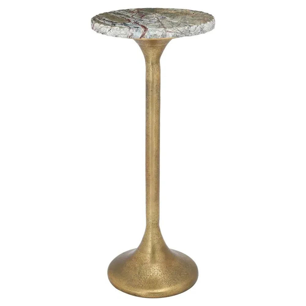 Jarelle Round Drink Table - Yellow-Gold, Marble image