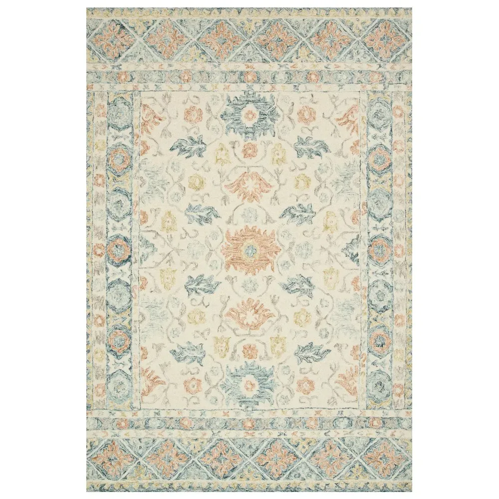 Jareth Area Rug - Ivory Blue, Wool