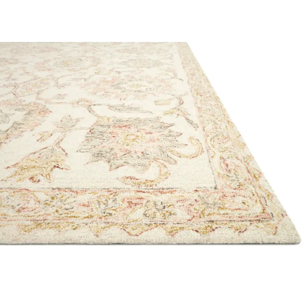 Jareth Floral Patterned Rug - Blush Pink, Wool