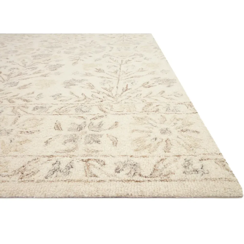 Jareth Floral Patterned Rug - Ivory, Wool