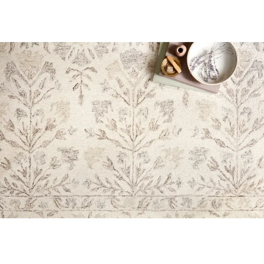 Jareth Floral Patterned Rug - Ivory, Wool