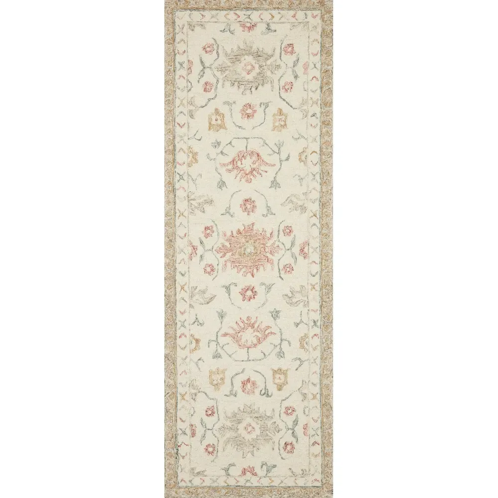 Jareth Floral Patterned Rug - Ivory, Wool