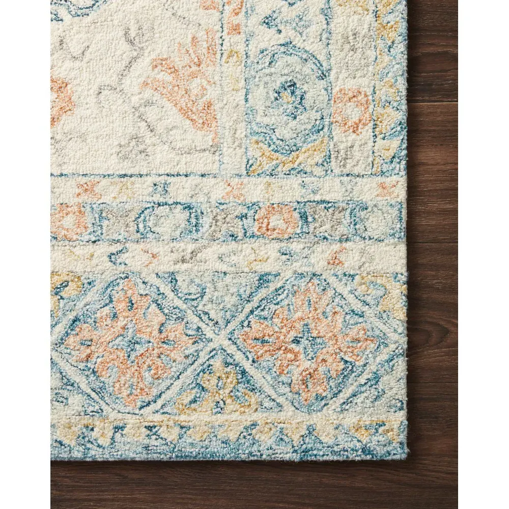 Jareth Patterned Rug - Ivory Blue, Wool