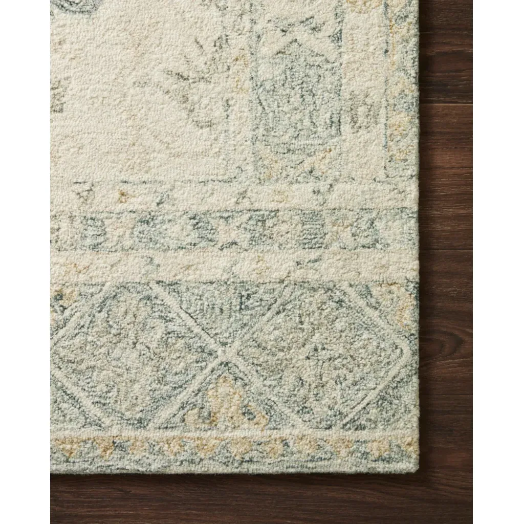 Jareth Patterned Rug - Light Ivory Blue, Wool