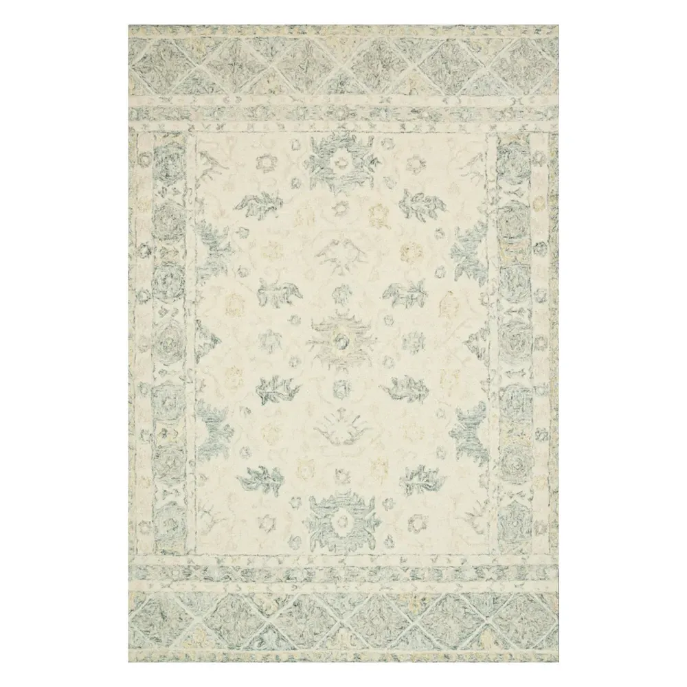 Jareth Patterned Rug Sample - Light Ivory Blue, Wool image