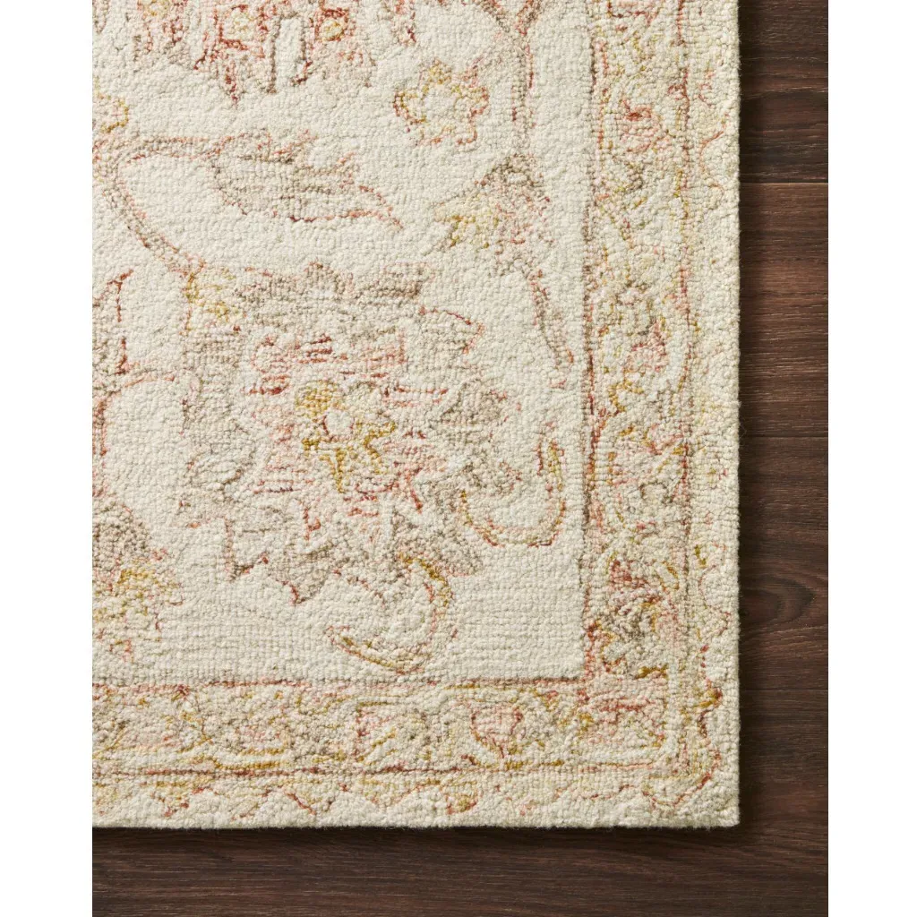 Jareth Runner Floral Patterned Rug - Blush Pink, Wool