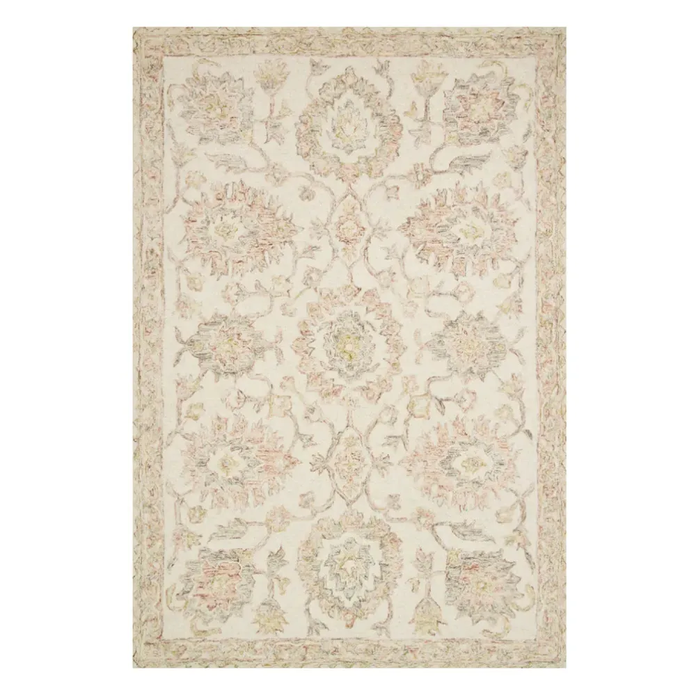 Jareth Runner Floral Patterned Rug - Blush Pink, Wool