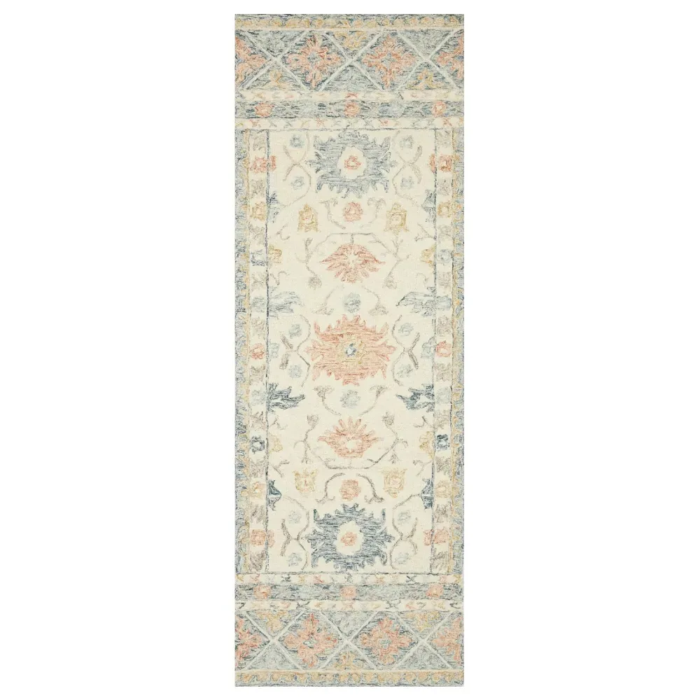 Jareth Runner Rug - Ivory Blue, Wool