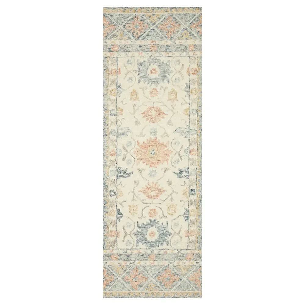 Jareth Runner Rug - Ivory Blue, Wool