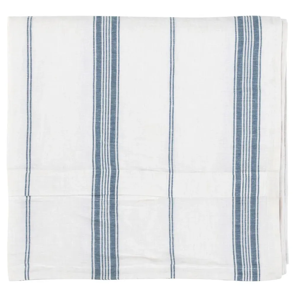 Jarrah King Size Duvet - Blue Striped, Linen