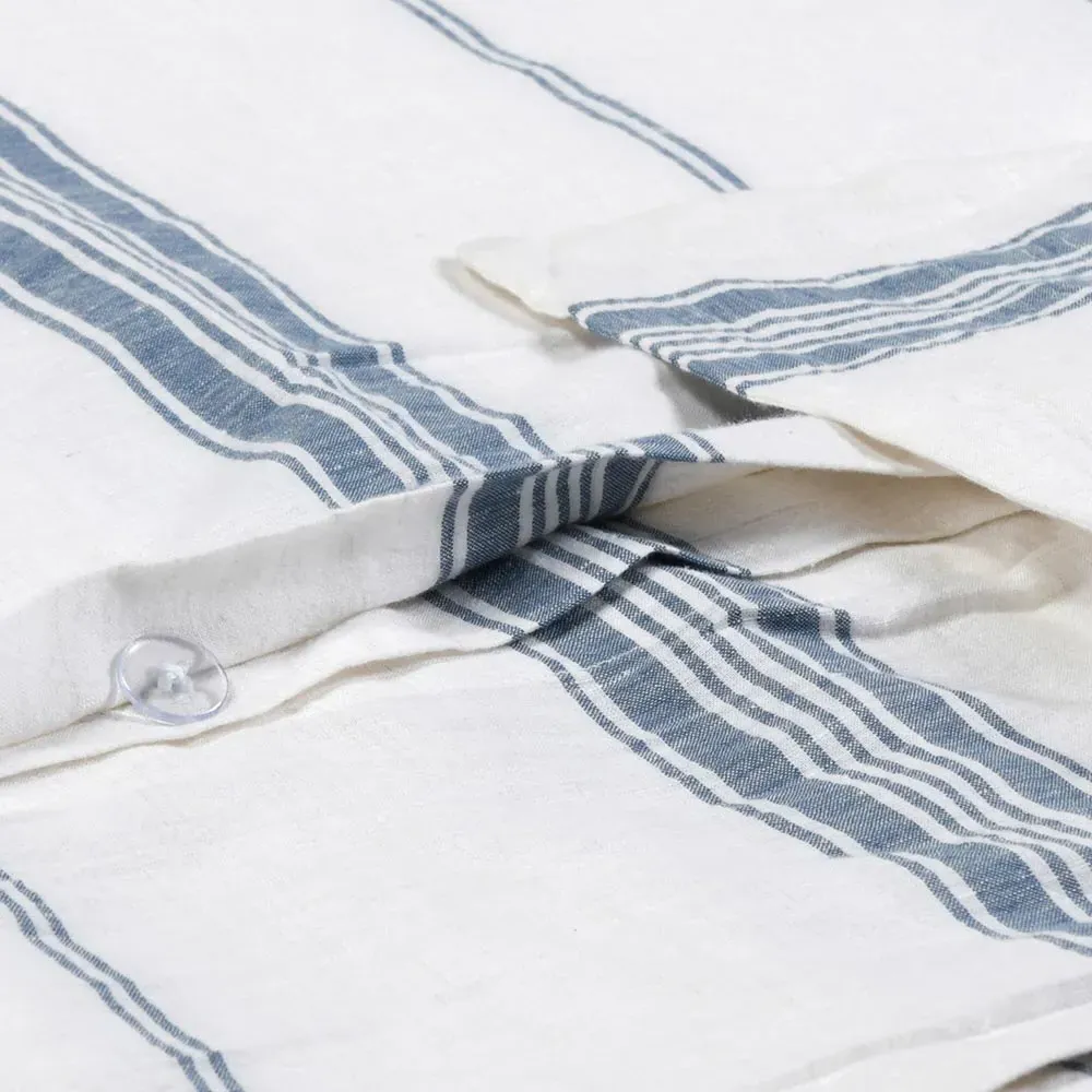 Jarrah King Size Duvet - Blue Striped, Linen
