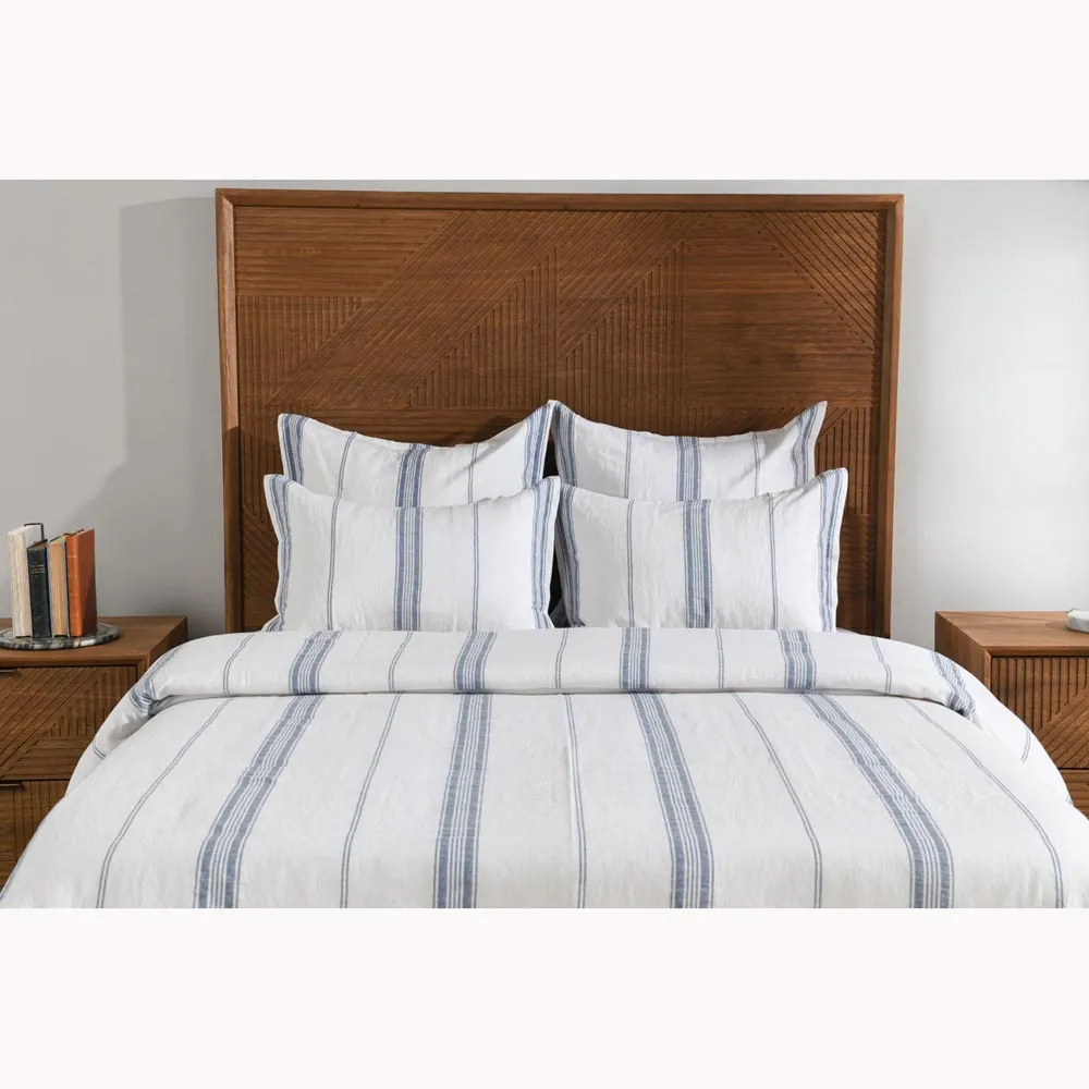 Jarrah King Size Duvet - Blue Striped, Linen