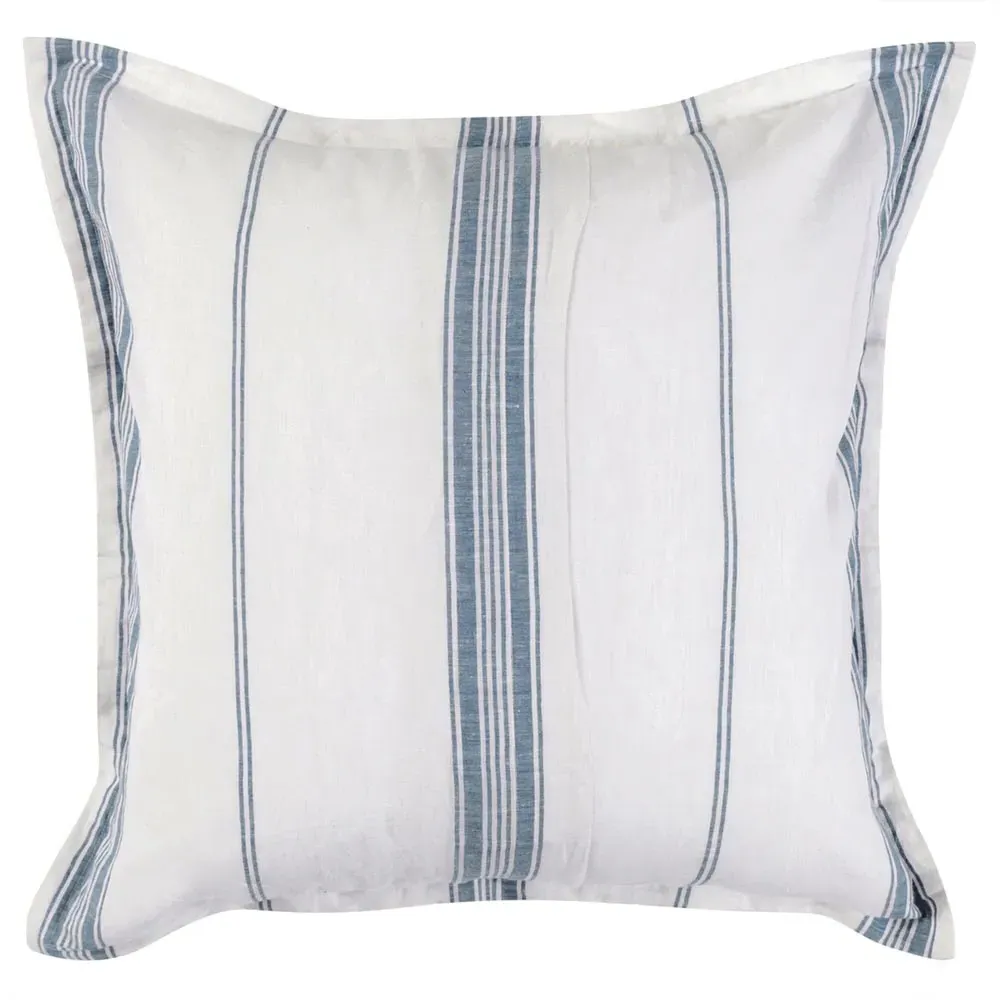 Jarrah King Size Pillow Sham - Blue Striped, Linen