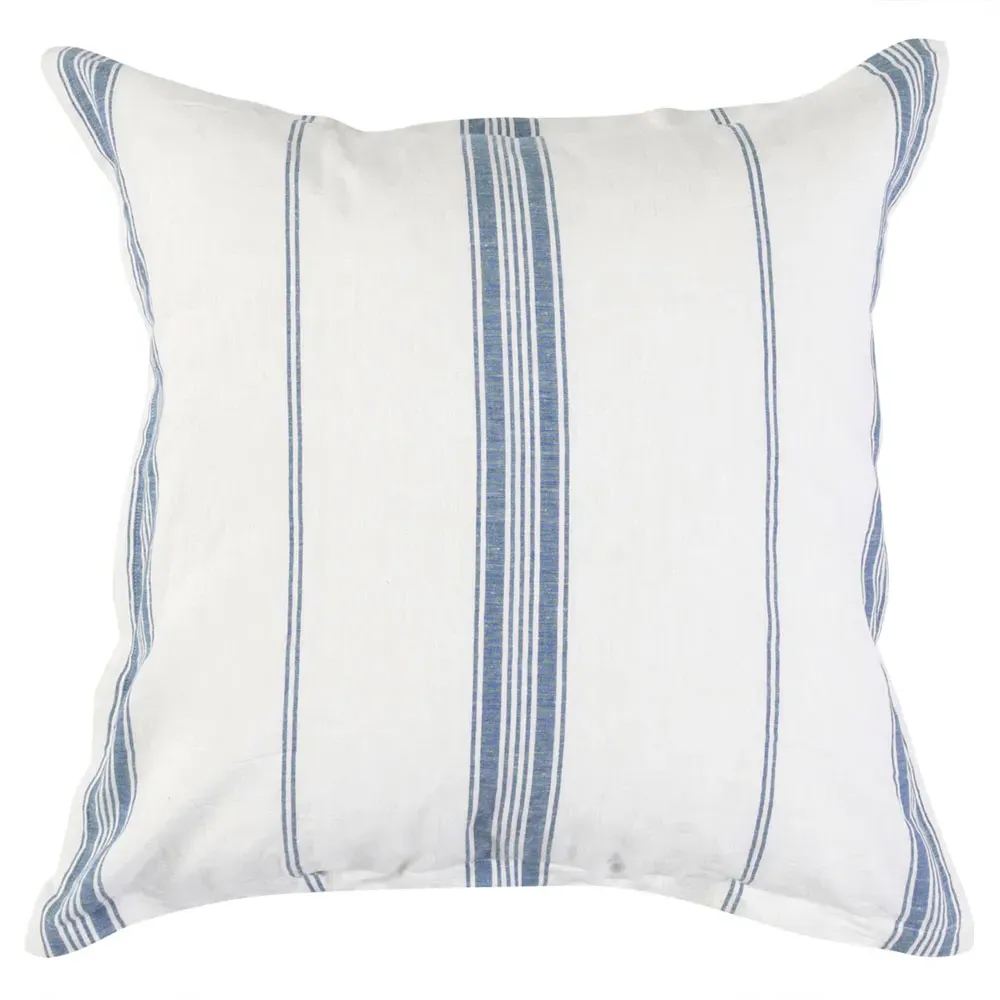 Jarrah King Size Pillow Sham - Blue Striped, Linen