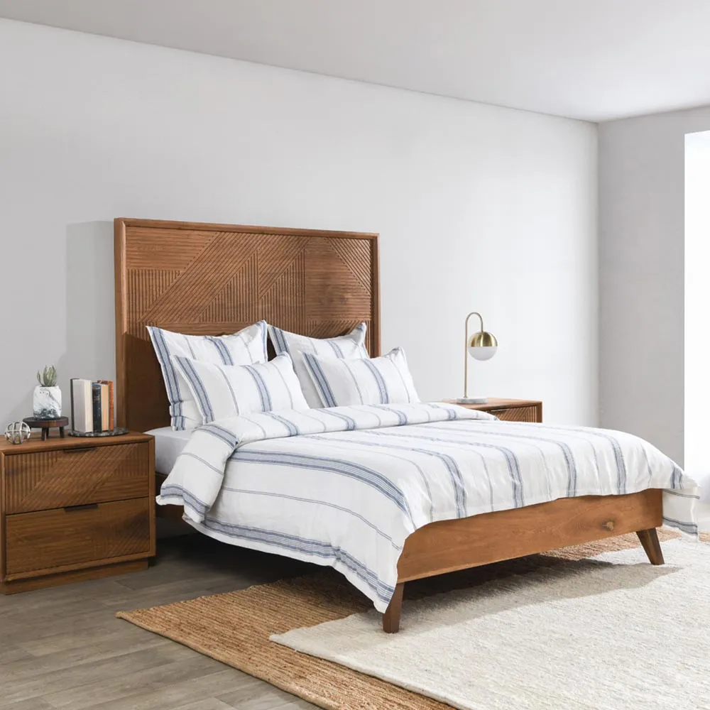 Jarrah Queen Size Duvet - Blue Striped, Linen