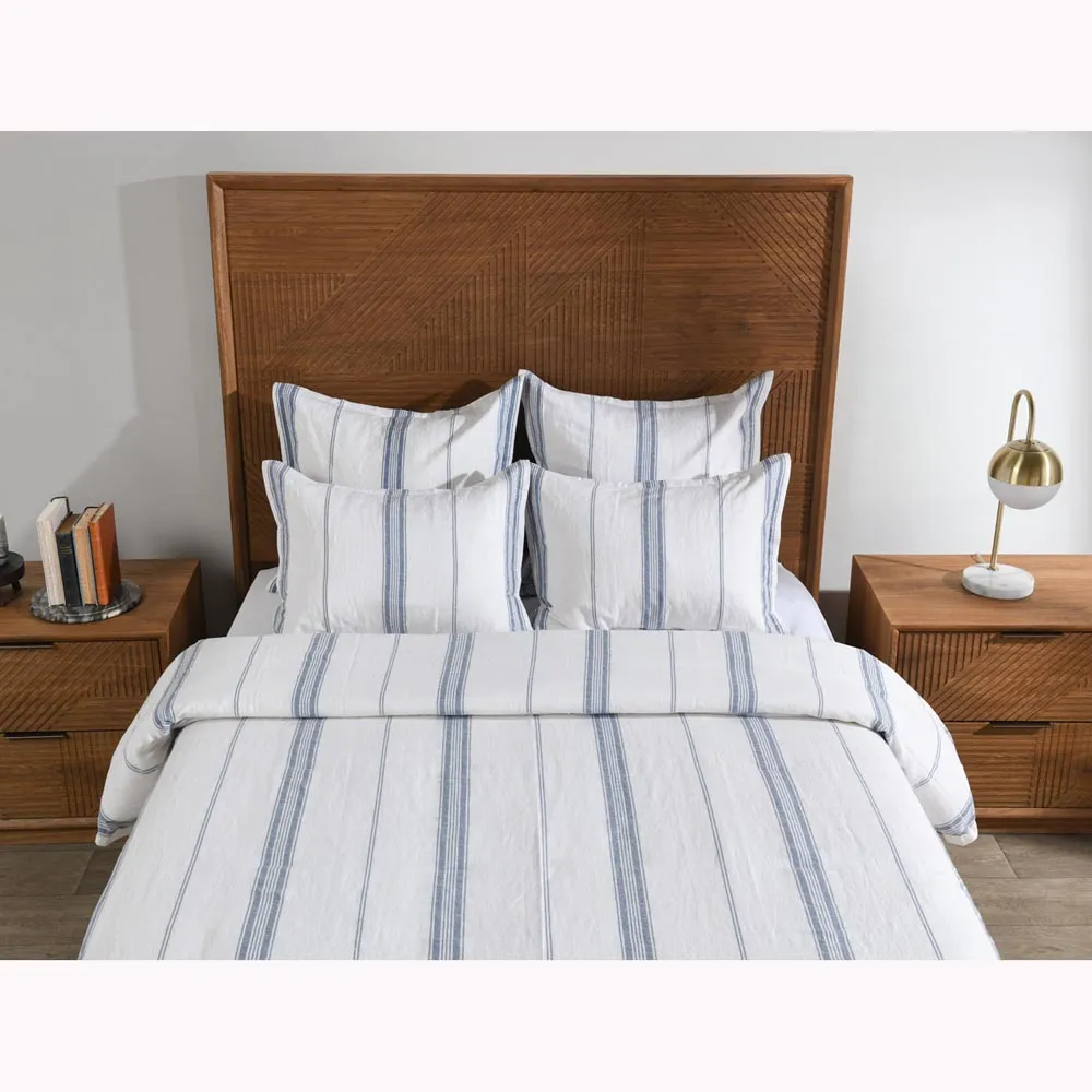 Jarrah Queen Size Duvet - Blue Striped, Linen