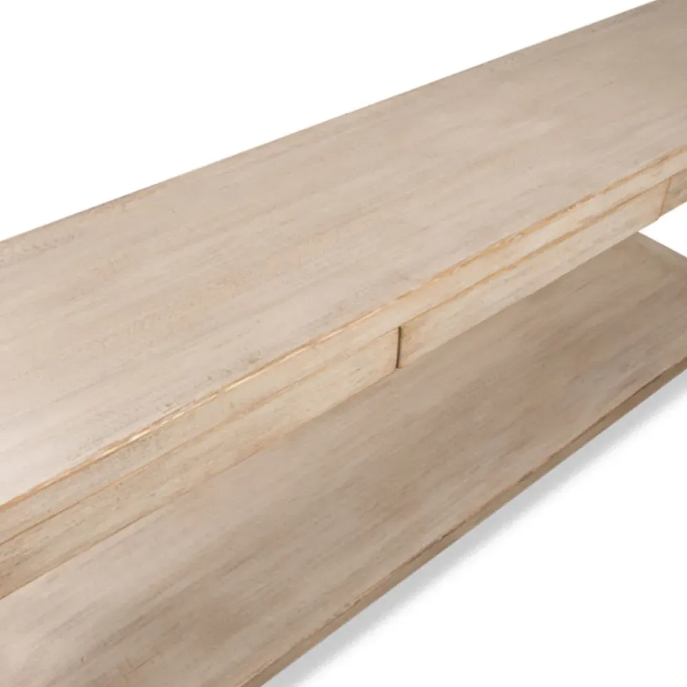 Jaxon Rectangular Console Table with 3 Drawers - Beige, Pine