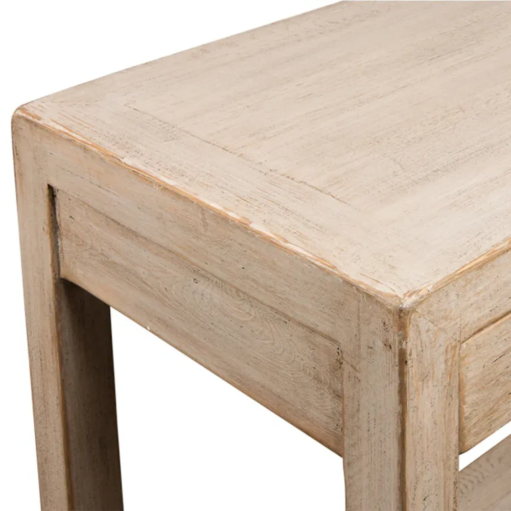 Jaxon Rectangular Console Table with 3 Drawers - Beige, Pine