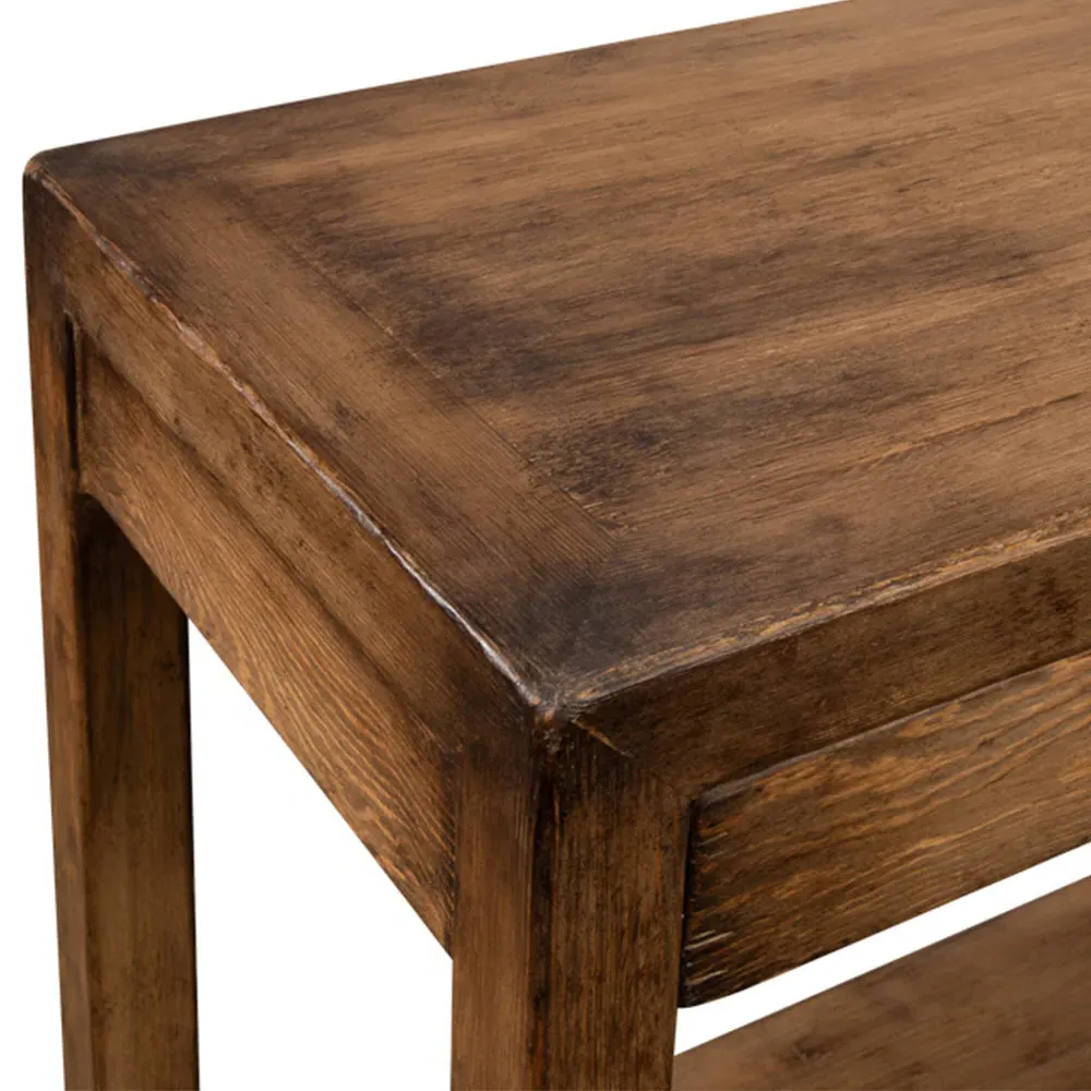 Jaxon Rectangular Console Table with 3 Drawers - Brown, Pine