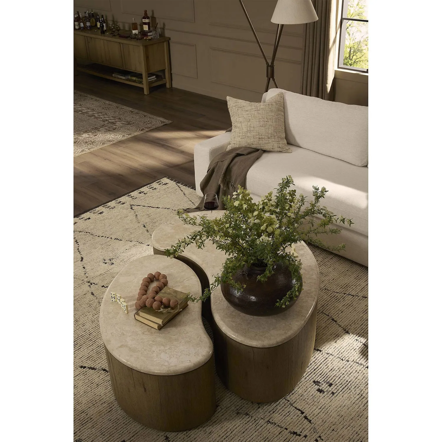 Jaxton Nesting Coffee Tables - Beige, Marble