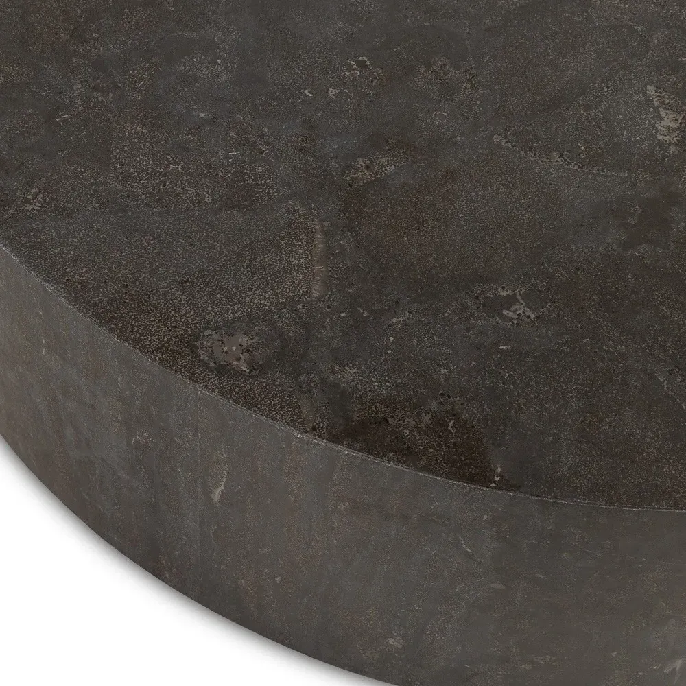 Jaxton Round Drum Coffee Table - Black, Bluestone