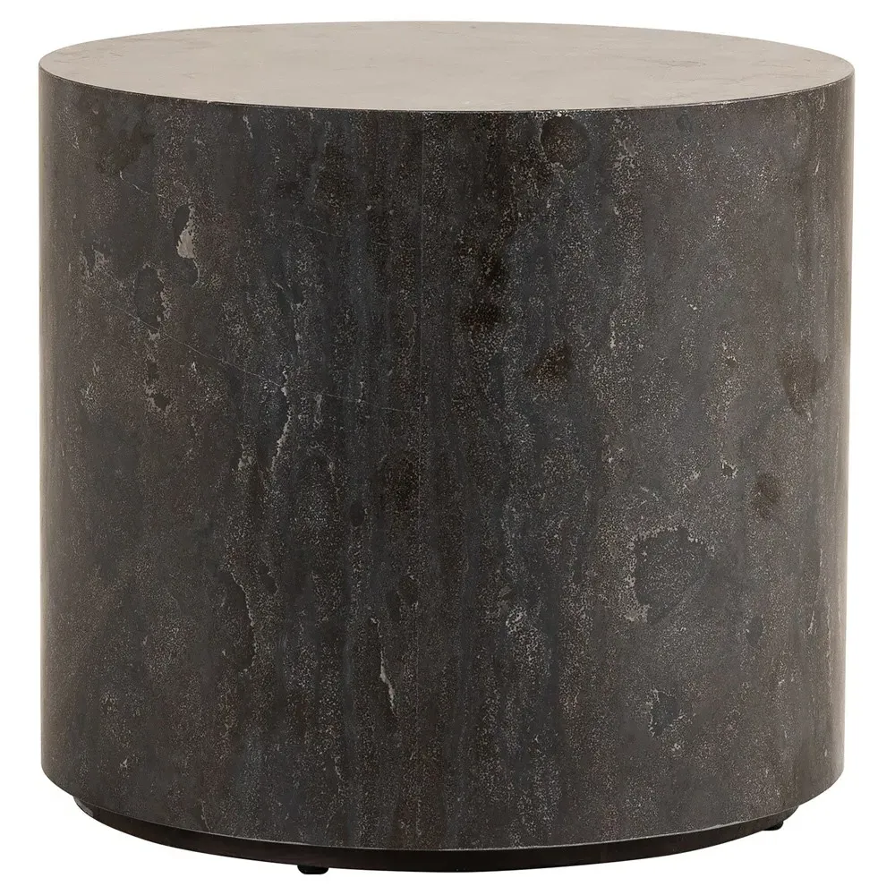 Jaxton Round Drum End Table - Black, Bluestone image