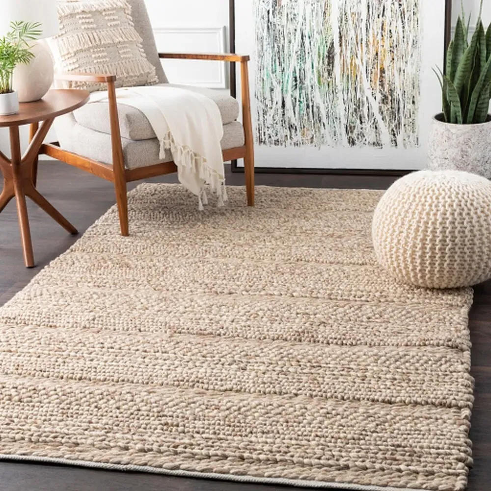 Jay Solid Rug - Khaki, Wool