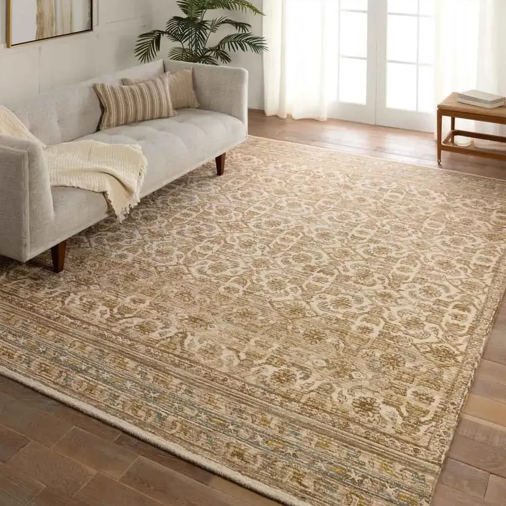 Jayce 5x8 Floral Patterned Rug - Brown, Wool