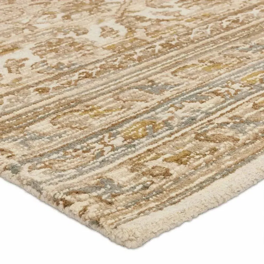 Jayce 9x12 Floral Patterned Rug - Brown, Wool