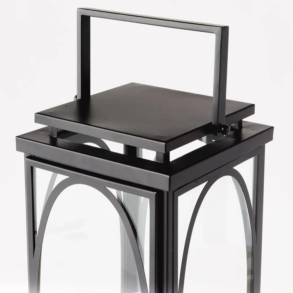 Jaycen Large Lantern Candleholder - Black, Iron