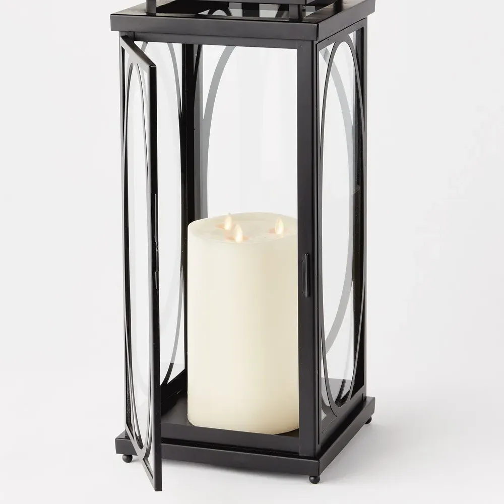 Jaycen Large Lantern Candleholder - Black, Iron