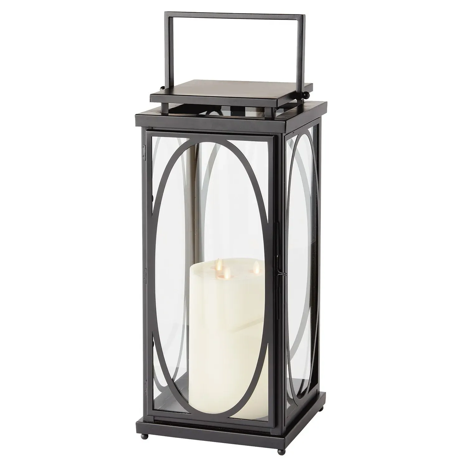 Jaycen Large Lantern Candleholder - Black, Iron