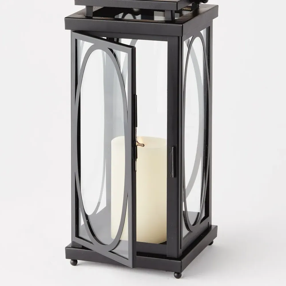 Jaycen Small Lantern Candleholder - Black, Iron