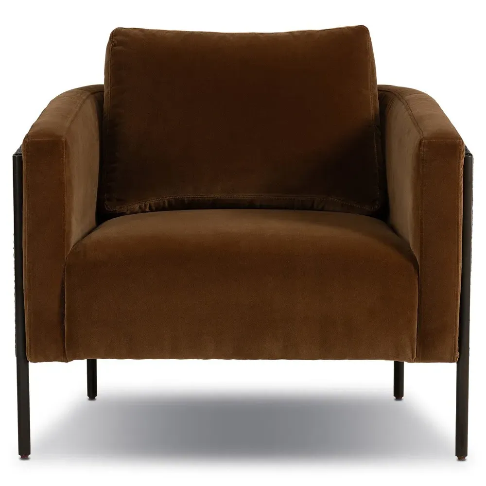 Jayda Barrel Arm Chair - Ochre, Velvet
