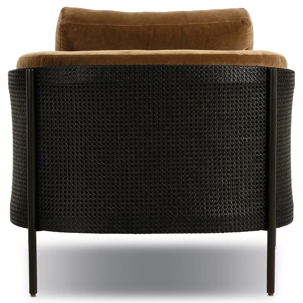 Jayda Barrel Arm Chair - Ochre, Velvet