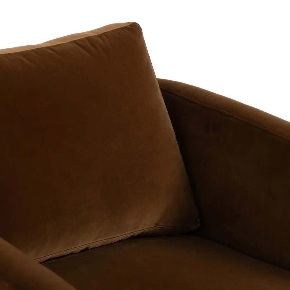 Jayda Barrel Arm Chair - Ochre, Velvet