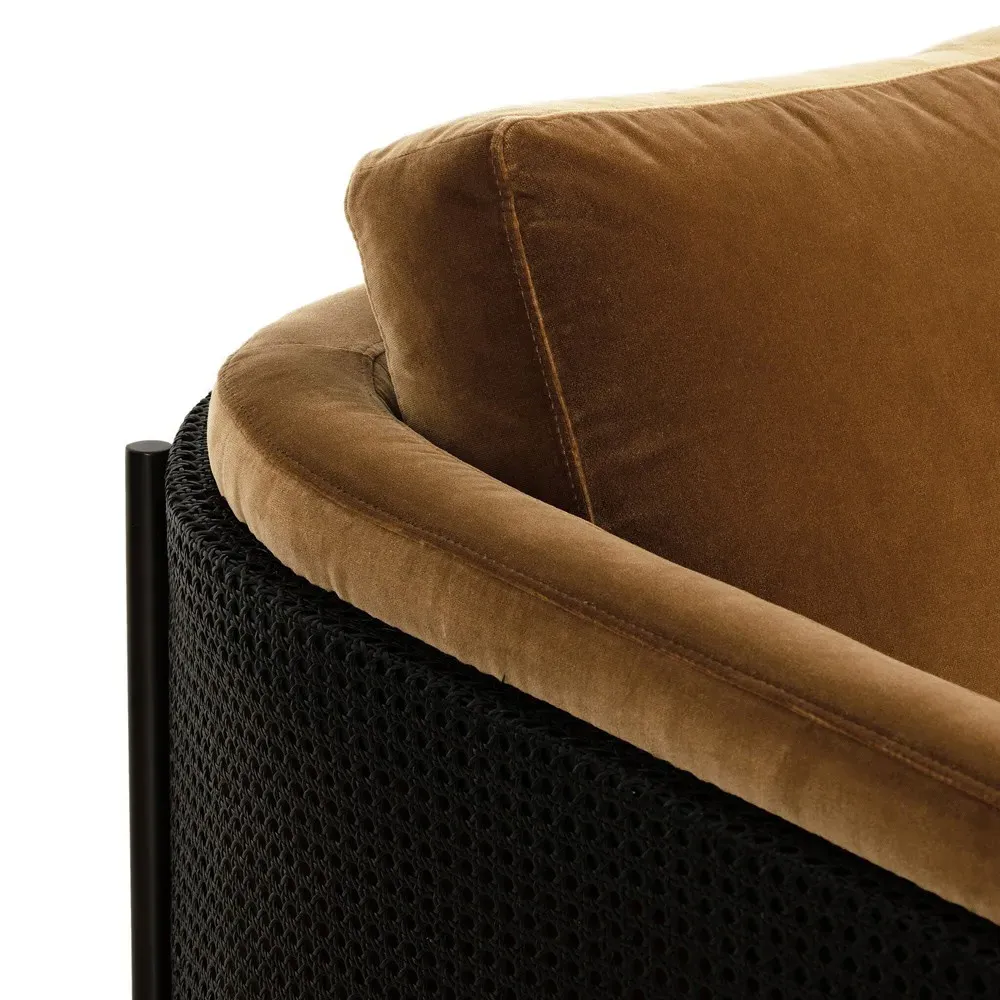 Jayda Barrel Arm Chair - Ochre, Velvet