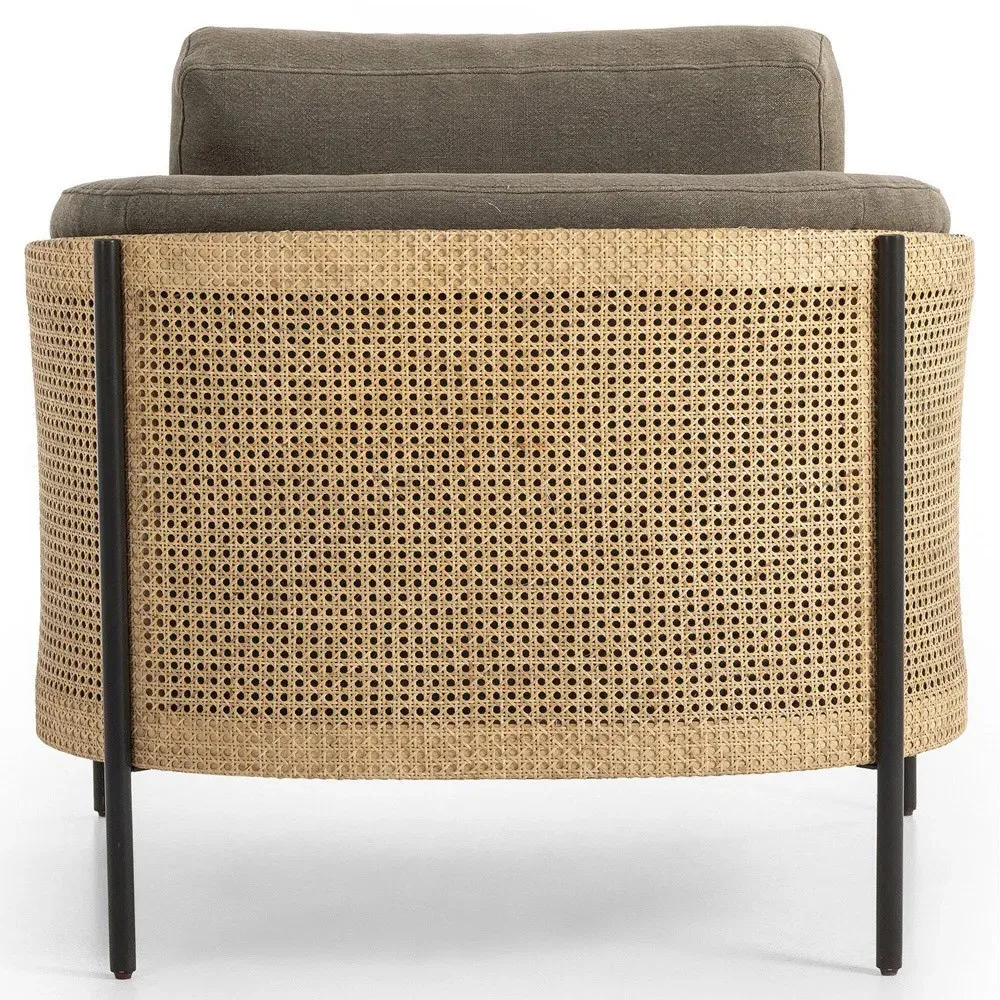Jayda Barrel Arm Chair - Olive, Linen