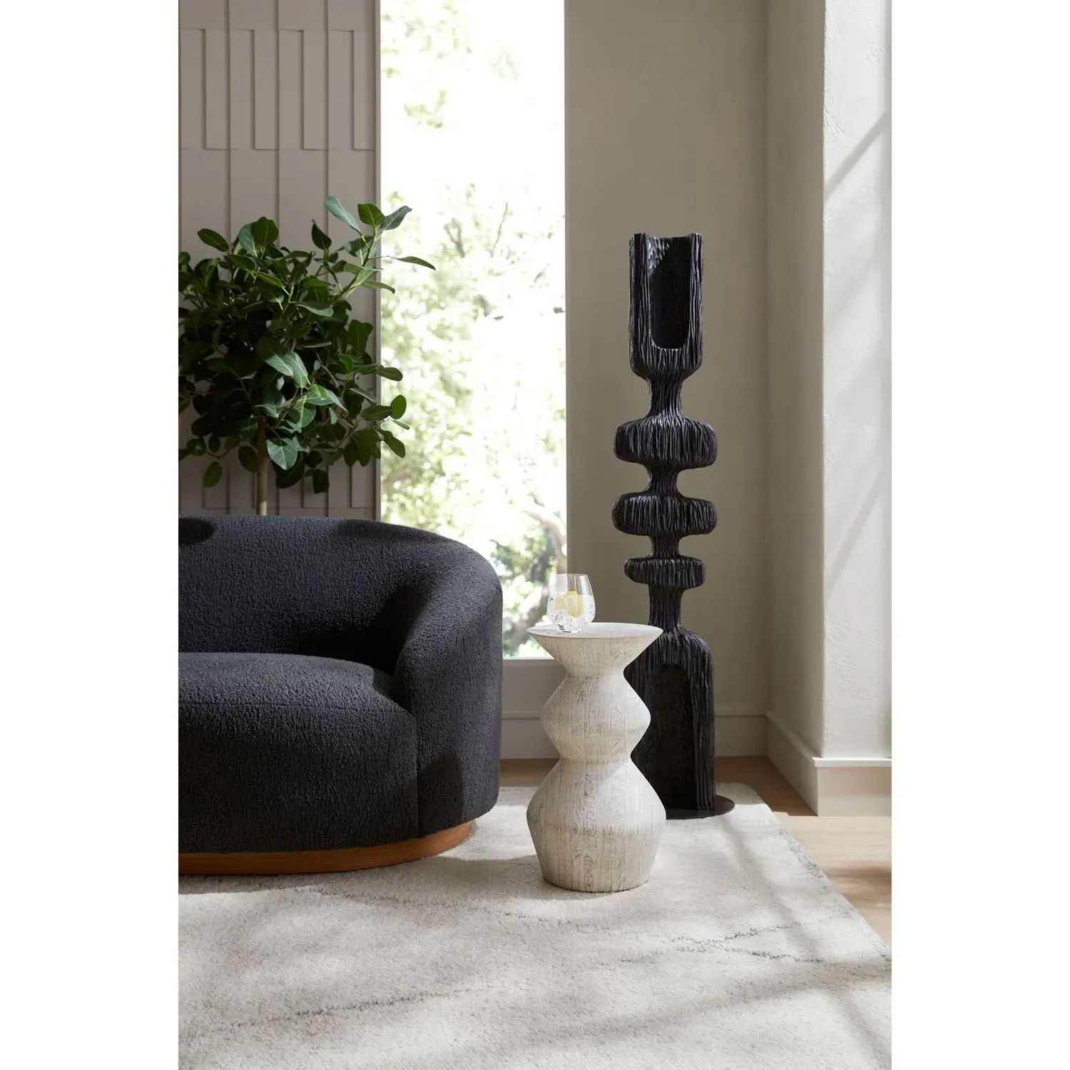 Jayden Totem Floor Sculpture - Black, Resin